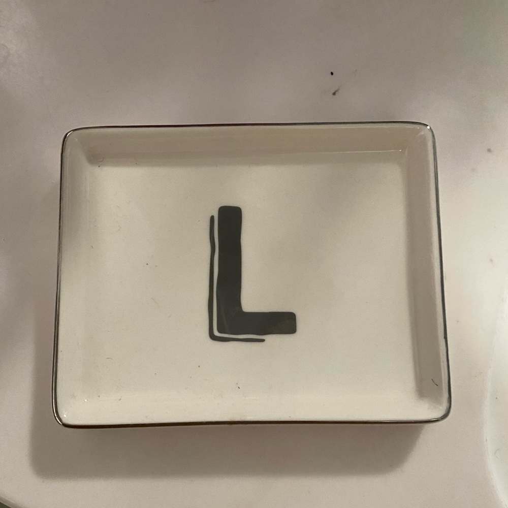 Monogrammed Ceramic Tray - White and Black